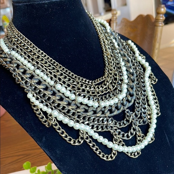 BaubleBar Gold and Cream Statement Necklace - Picture 2 of 4